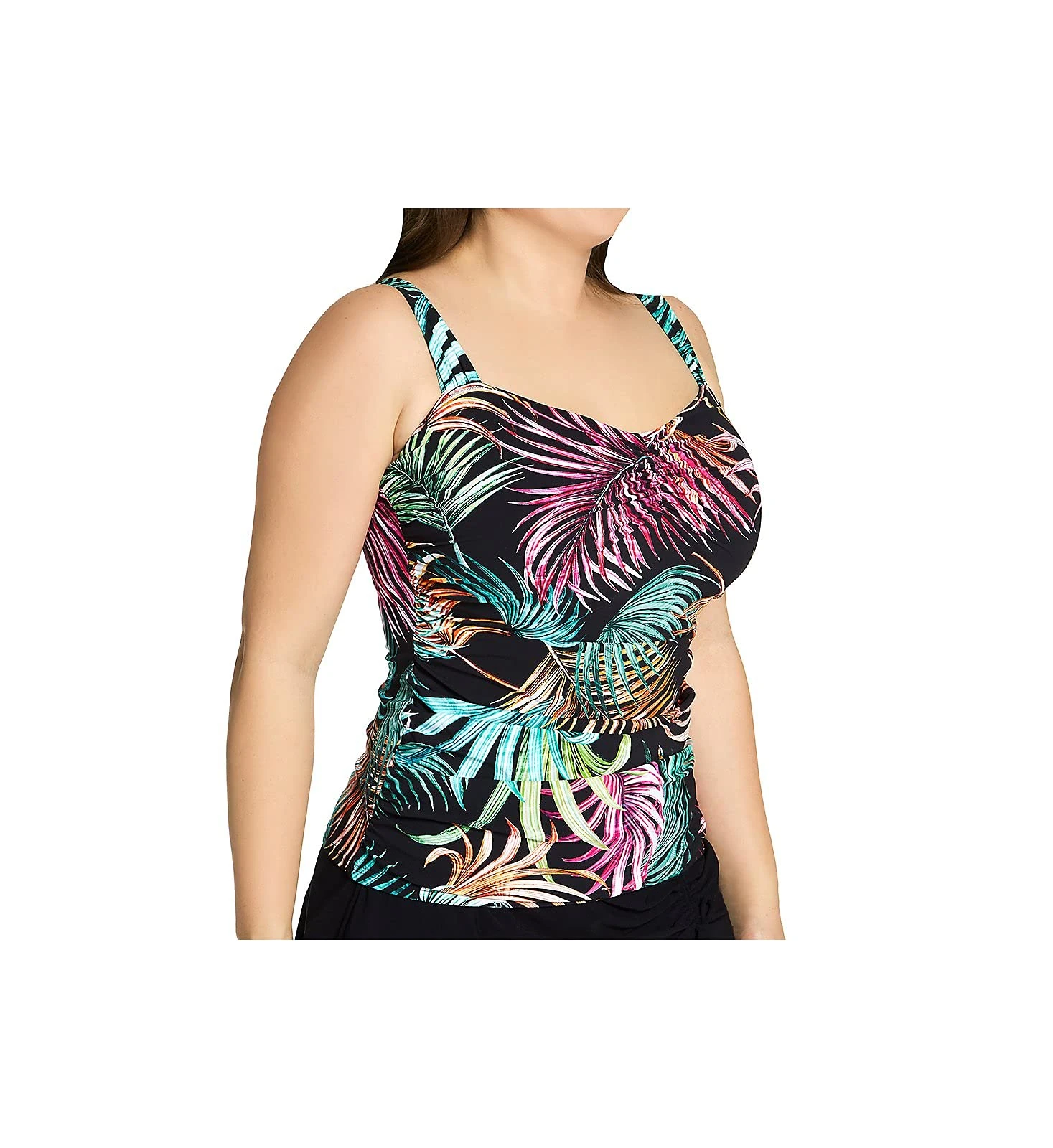 Profile by Gottex Women's Plus-Size Sweetheart Tankini Top Swimsuit, Black Multi, 22