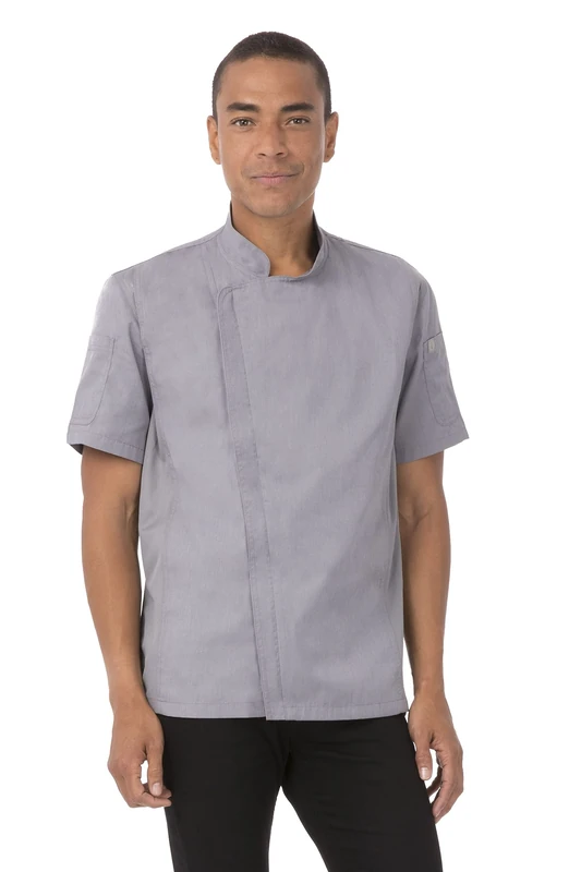 Chef Works Men's Springfield Chef Coat Jacket, Grey, 4XL