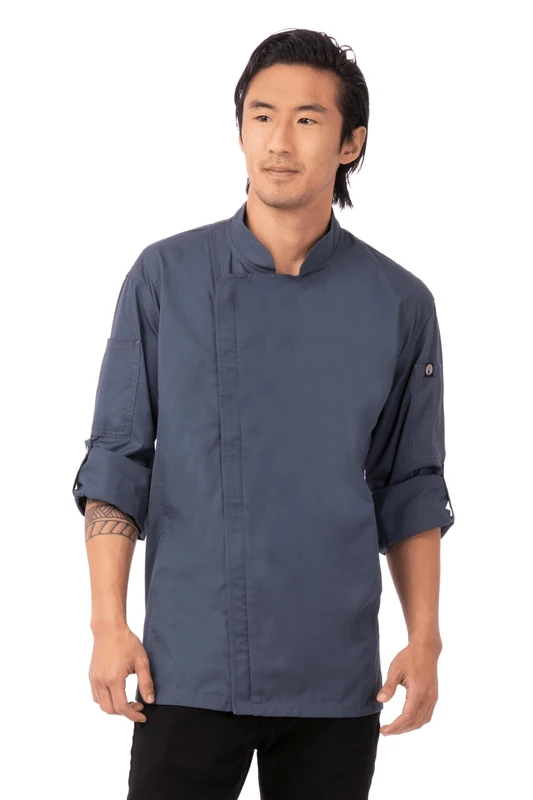 Chef Works Men's Hartford Chef Coat Jacket, Blue, 5X-Large
