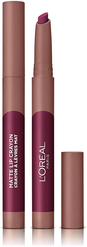 L'Oreal Paris Infallible Very Matte Lip Crayon Lipstick, Smudge Proof, Plum Lipstick, 108 Sizzling Sugar, 1 kg