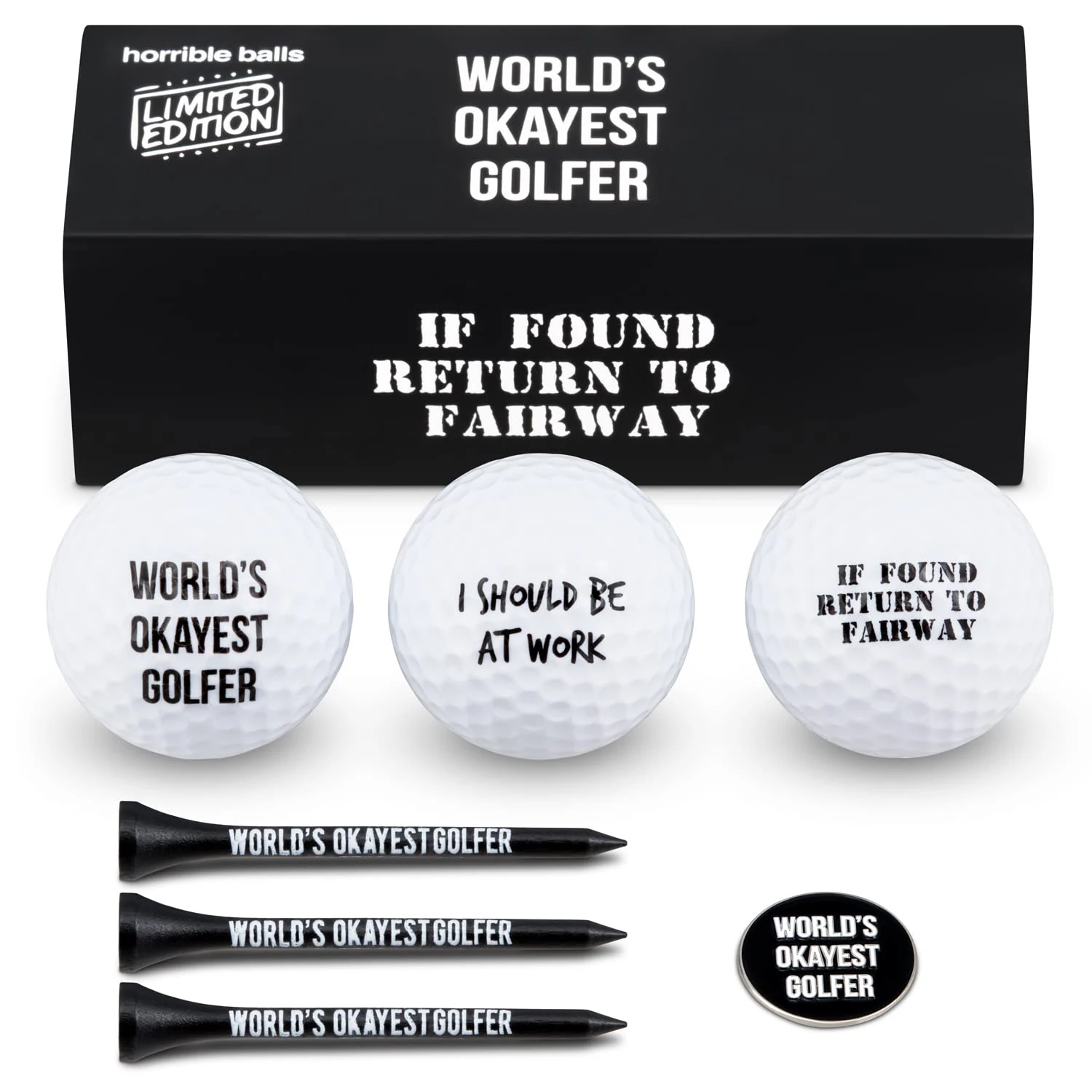 Golf Funny Gift Sets- Funny Gag Novelty Present For Him For Golfers (World Okayest Golfer Set)