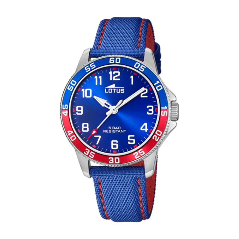 LOTUS Children's Watch 18787/1 Junior Collection Stainless Steel Case 316L Silver Blue Leather Strap, Blue, Strip