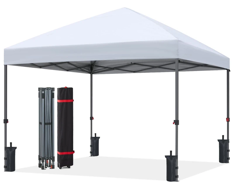 ABCCANOPY 2.5x2.5M Pop up Gazebo with Upgraded Roller Bag, 4 Weight Bags, Stakes and Ropes (White)
