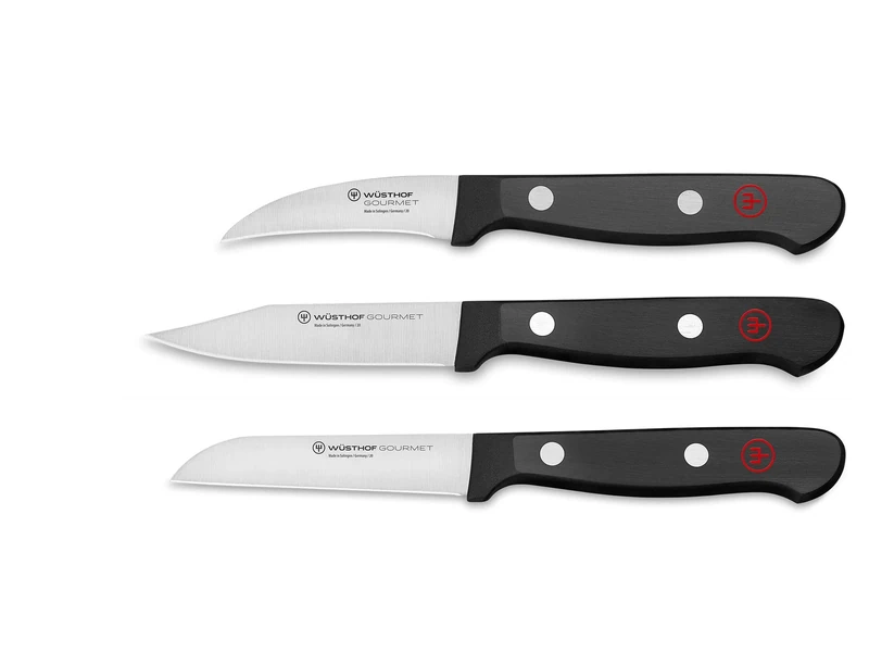 Wüsthof Gourmet 3-Piece Paring Knife Set, Black, Silver
