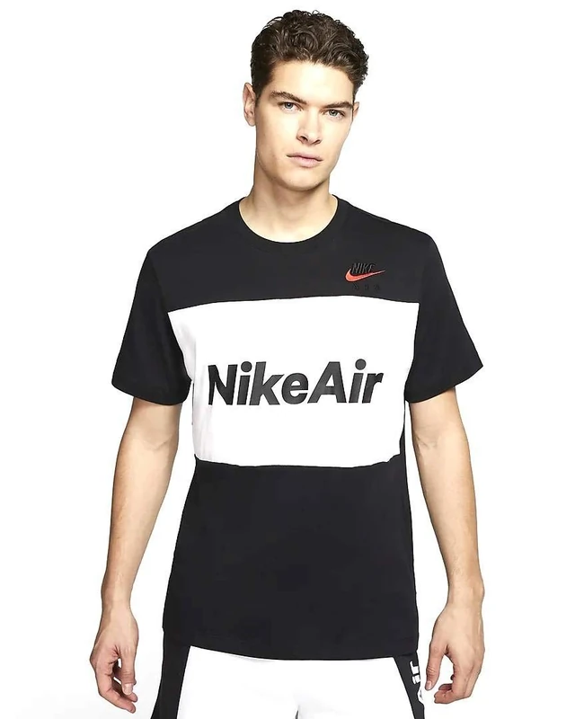 NIKE M NSW Air Tee Ss Short Sleeve T-Shirt Men's, Mens, Short Sleeve T-Shirt, CV2210, Black/White, L