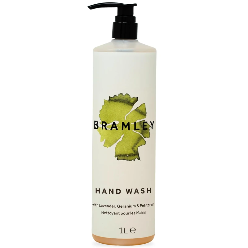 Bramley Hand Wash (1 litre), Antibacterial Liquid Hand Soap with Lavender, Geranium & Petitgrain Essential Oils, Vegan, Cruelty Free & Natural