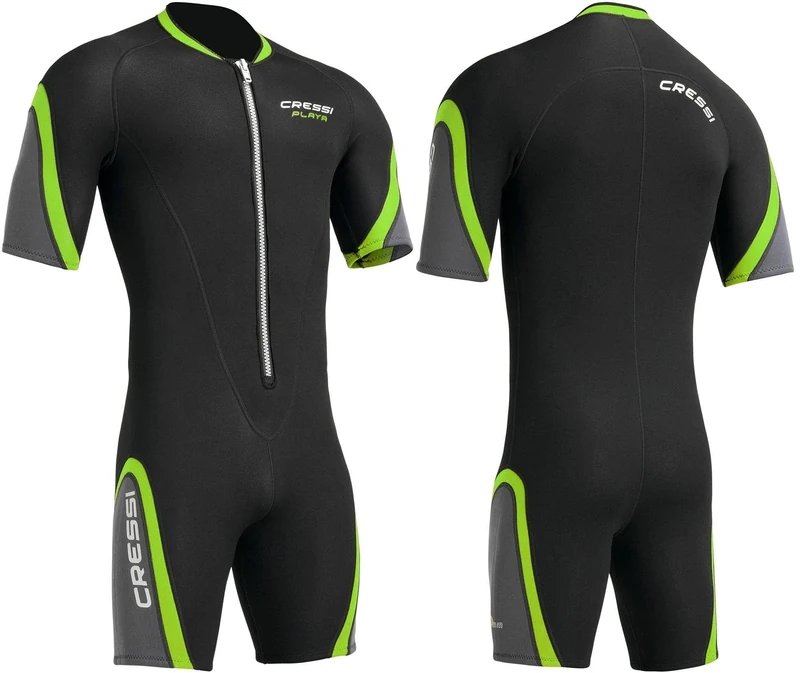 Cressi Playa Man Shorty Wetsuit - Shorty Men's 2.5mm High Elasticity Neoprene Wetsuit, Black/Lime, XXXL
