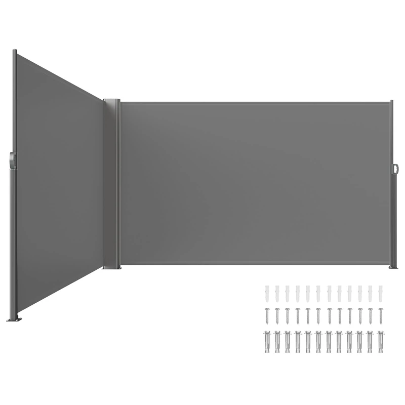 VEVOR Grey Retractable 63x236'' Awnig-Rugged Full Aluminum Rust-Proof; Patio Sunshine Screen; Privacy Divider; Wind Screen. Longer Service Life, Suitable for Courtyard, Roof Terraces and Pools