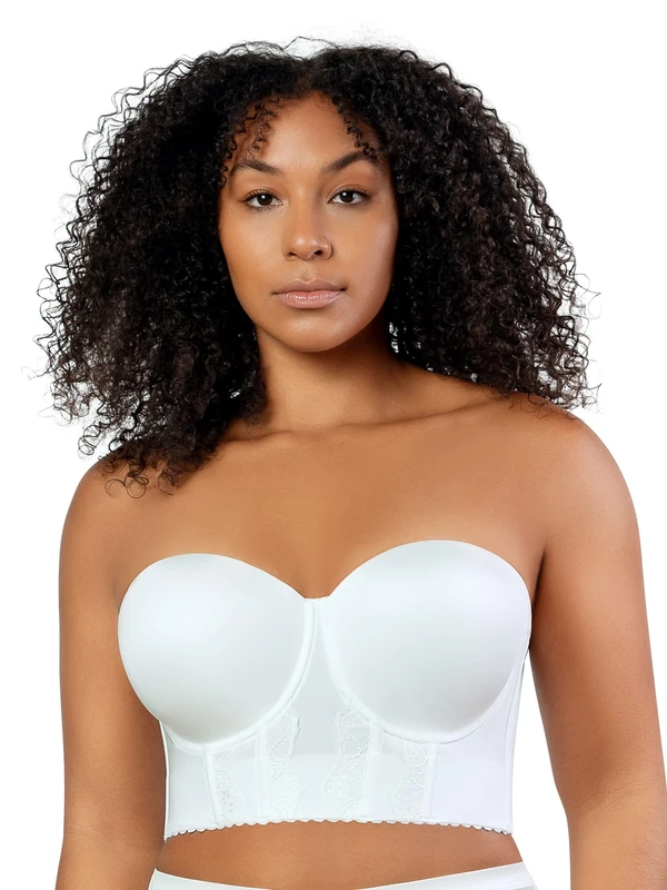 Parfait Elissa P50116 Women's Full Bust and Full Figure Strapless Longline Bra-Pearl White-34C