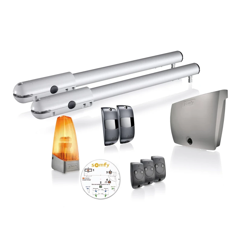 Somfy 1240630 - SGS Line RTS motorisation for swing gates, Delivered with 3 Keytis remote controls, orange light, and photocells, Compatible with TaHoma