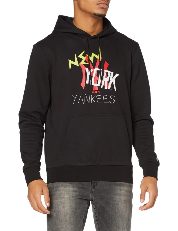 New Era MLB Wordmark Hoody Neyyan Sweatshirt, Unisex Adult, Black, XL