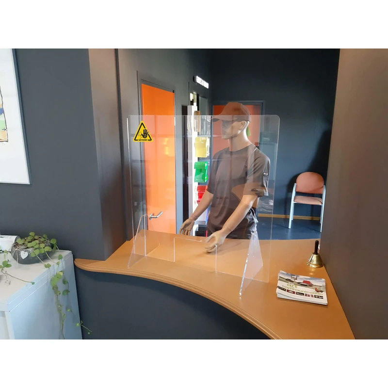 Jalema Transparent Acrylic Counter Umbrella with Pass-Through 750 x 800 mm | Protective Shield | Spit Protection | Sneeze Protection | Cough Protection | Counter Attachment | Virus Protection | with