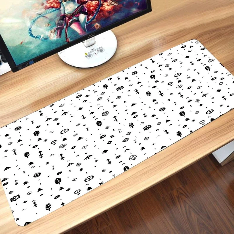 Gaming Mouse Mat Rubber Base, Tribal Simple Background with Arrow Feathers and Aztec Native A, Desk Mat, Wipeable Non-Slip Mat, Multifunctional Office Mouse Mat 60 x 35 cm - Image 1