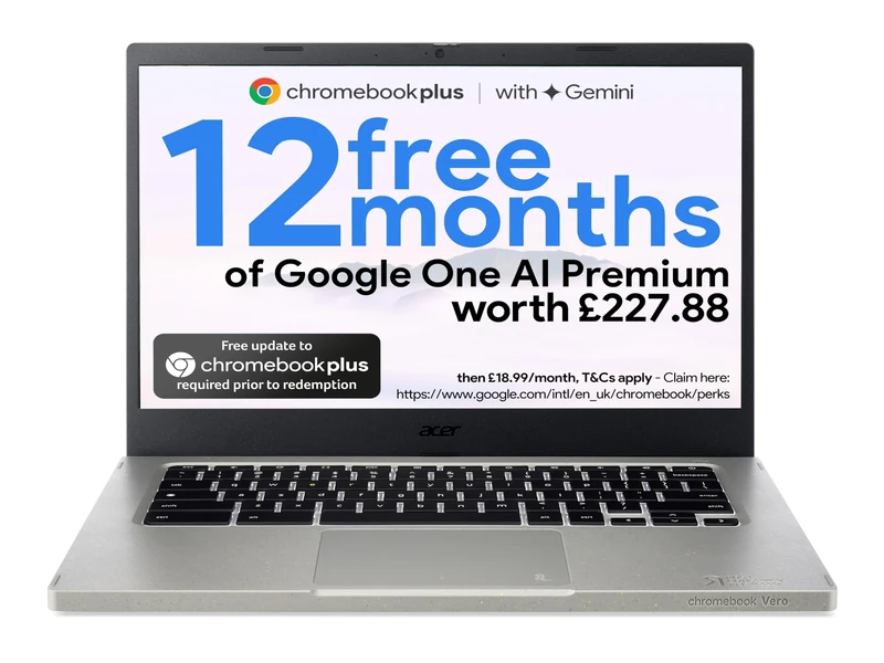 Acer Chromebook Vero 514 CBV514-1H - (Intel Core i5-1235U, 8GB, 256GB SSD, 14 Inch Full HD Display, Google Chrome OS, Iron, 30 Percent PCR Chassis)