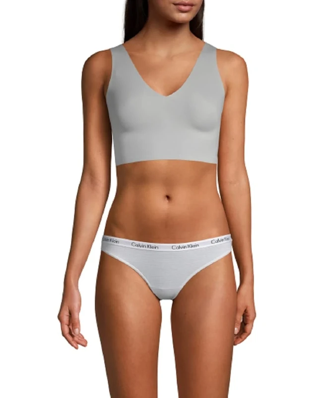 Calvin Klein Women's Invisibles Comfort Seamless Lightly Lined V Neck Bralette Bra, Jet Grey, S