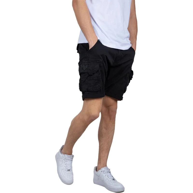 aplha Industries Men's Crew Short Patch Bermuda Shorts, Black/Black, 36