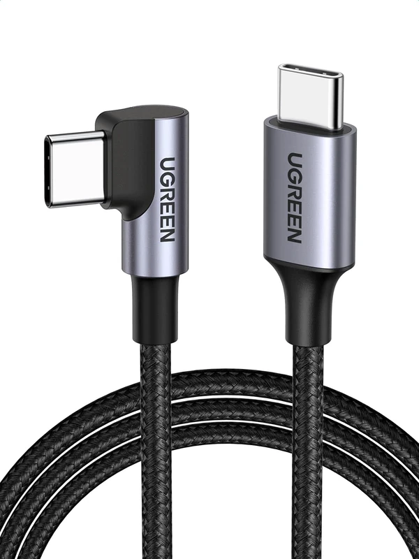 UGREEN 60W USB C Charger Cable Right Angle Type C to C Fast Charging Compatible with iPhone 16/15 Pro Max, Galaxy S24 Ultra, Pixel 9, iPad Pro 2024/Air 5, MacBook Pro (0.5M)