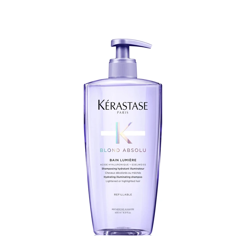 Kérastase Blond Absolu, Hydrating Illuminating Shampoo, For Lightened, Highlighted and Grey Hair, With Hyaluronic Acid & Edelweiss Flower, Bain Lumiere, 500ml