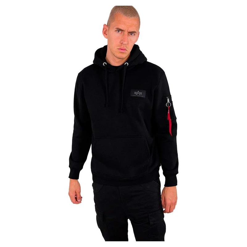Alpha Industries Back Print Hoody Foil Hooded Sweat for Men Black/Shiny Gold