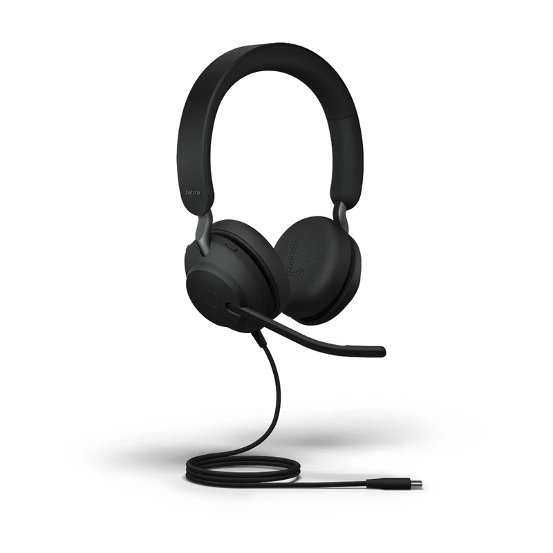 Jabra Evolve2 40 PC Headset – Noise Cancelling Microsoft Teams Certified Mono Headphones With 3-Microphone Call Technology – USB-A Cable – Black