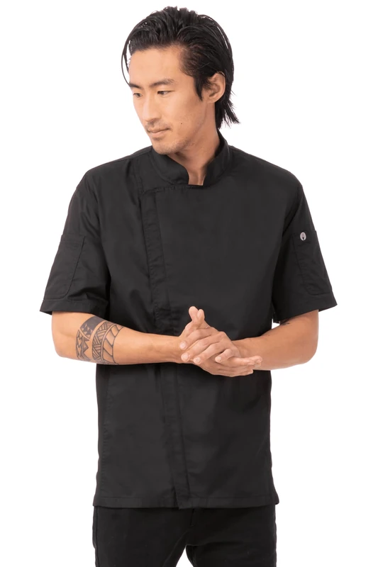 Chef Works Men's Springfield Chef Coat Jacket, Black, 5X-Large