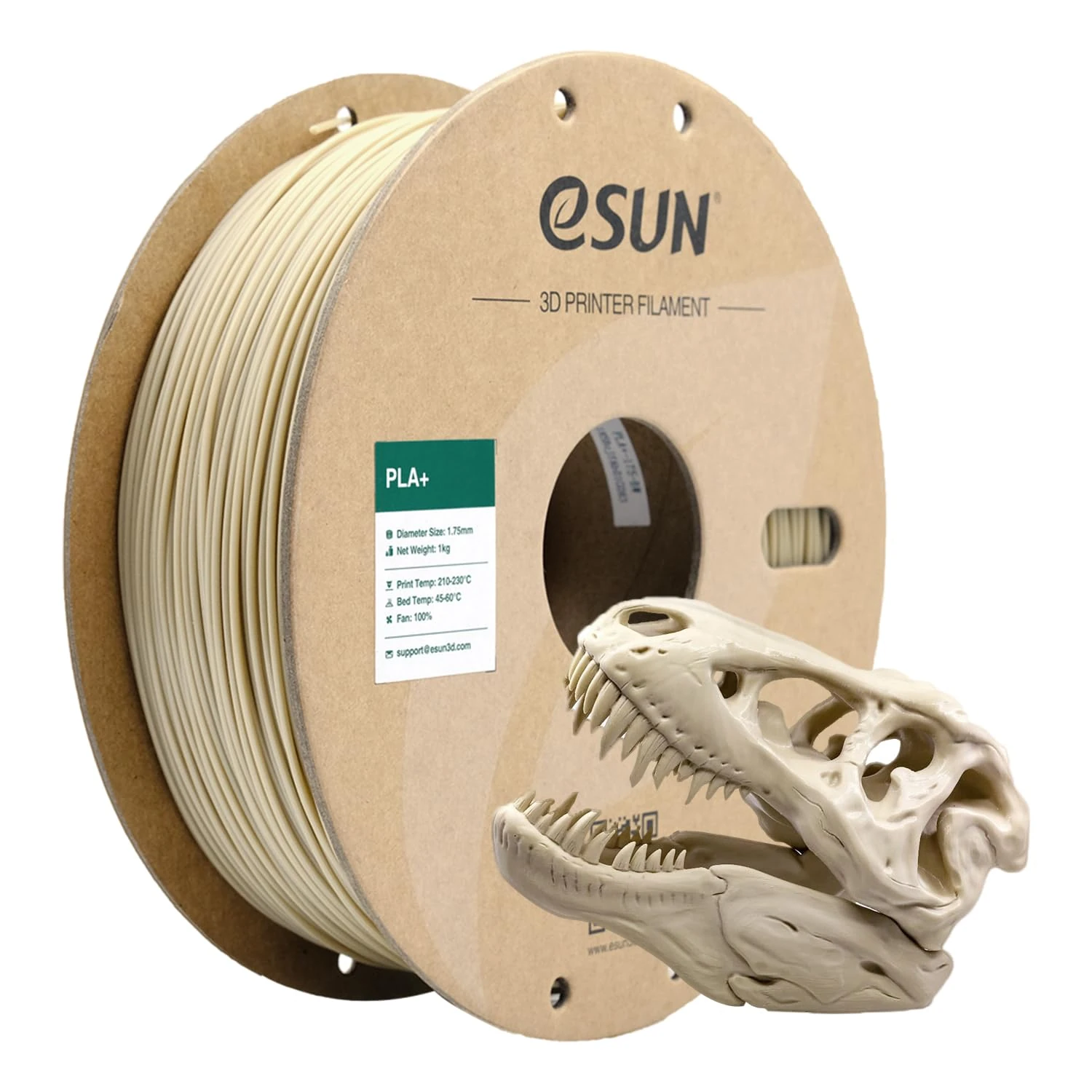 eSUN PLA+ Filament 1.75mm, Enhanced Toughness 3D Printer Filament PLA Plus, Dimensional Accuracy +/- 0.03mm, 1KG Spool (2.2 LBS) 3D Printing Filament for 3D Printers, Bone White