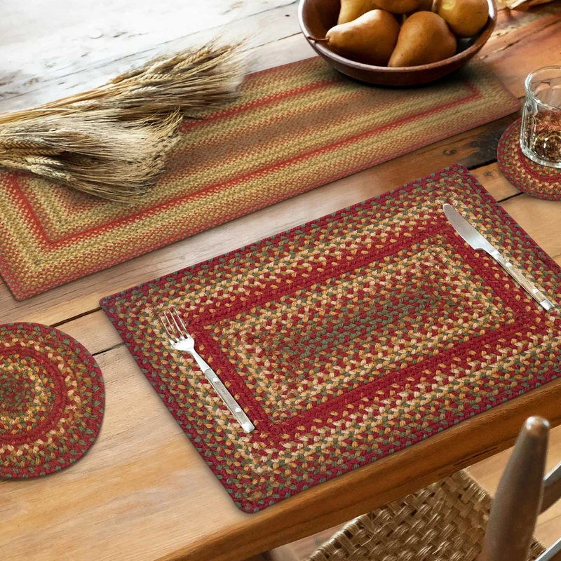 Homespice Cider Barn Long Table Runner - 11"x36", Rectangle, Red - Handcrafted with Jute - Rich Colors, Easy to Clean, Durable and Protects Furniture - Image 1