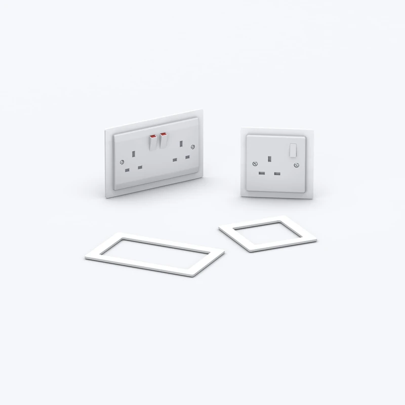 Double/Single Socket Switch Surround/Acrylic Finger Plate - Minimalist Design (Double, White)