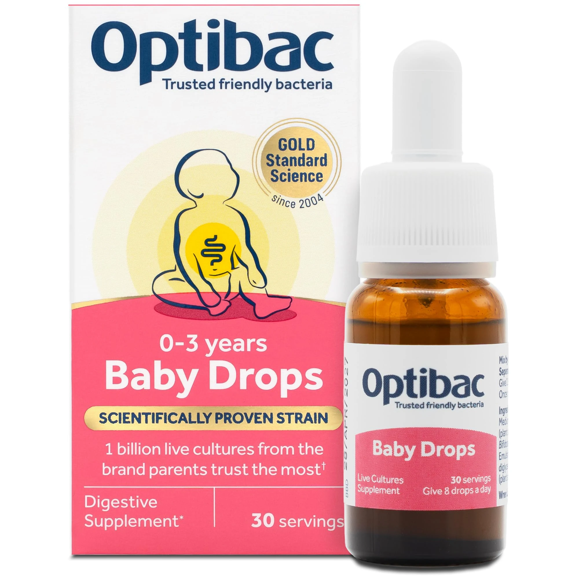 Optibac Probiotics Baby Drops - Vegan Baby Probiotics - Most Trusted by Parents - Suitable for Newborns, Babies & Infants - 10ml - 30 Day Supply