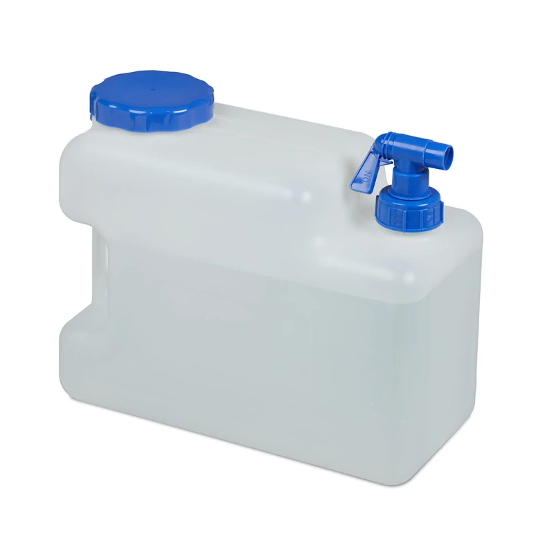 Relaxdays Water Canister with Faucet, Wide Neck Screw Cap, Camping, Festivals, 12L, BPA-Free, White