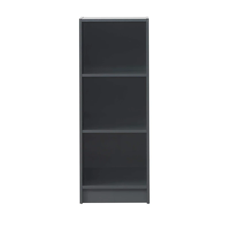 Timber Art Design UK 3 Tier Bookcase Open Tall Shelf Rack Contemporary Organizer Display Shelving Unit for Modern Living Room, Office Space, Study Room Furniture, Dark Grey - W40 x H106 x D30cm