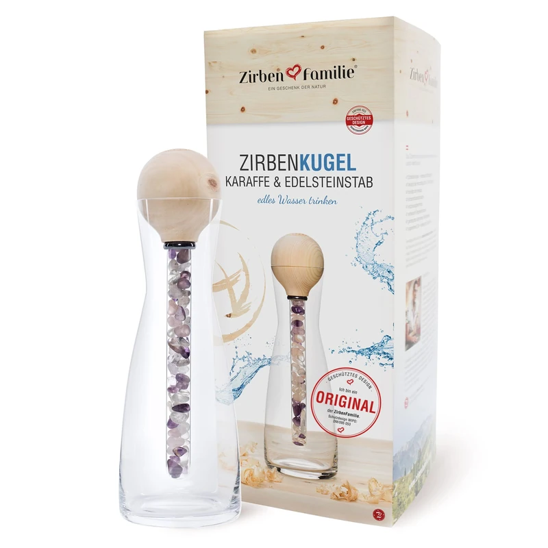 Original Swiss Pine Ball Gemstone Stick Set • Crystal Glass Carafe with Naturally Scented Swiss Pine Ball from the Swiss Pine Family – Known from Specialist Trade and the Hotel Industry - Image 1