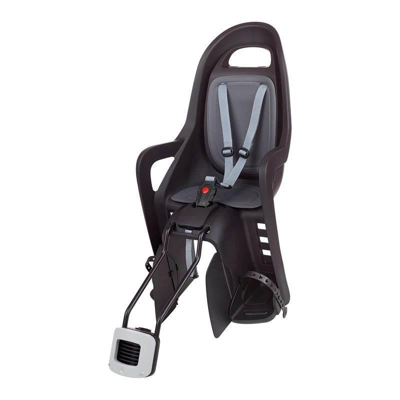 POLISPORT 8406000011 Groovy Maxi 29″ – Asiento Trasero Infantil Para Bicicleta, Montaje En Cuadro, 9 Meses–6 Años, Máx 22 Kg, Ruedas 29″, Cuadros Pequeños – Negro/Gris