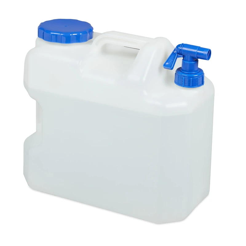 Relaxdays Water Canister with Faucet, Wide Neck Screw Cap, Camping, Festivals, 18L, BPA-Free, White