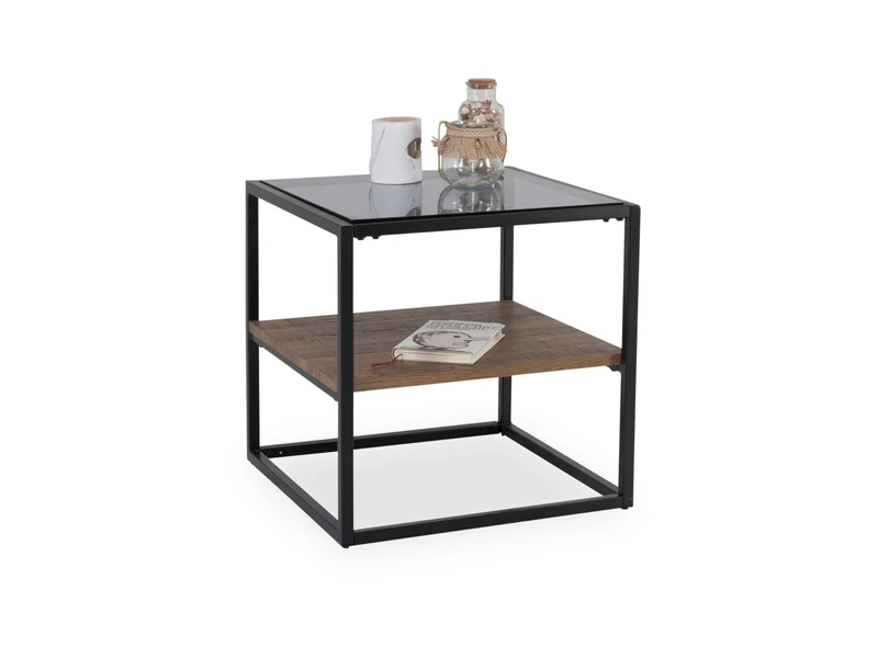 HomeTrends4You Detroit Side Table/Coffee Table Wood Brown/Black W x H x D = 50 x 50 cm