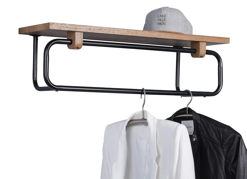 HomeTrends4You Wall Coat Rack, Clothes Hanging Rail, Engineered Wood Metal, B/H/T= 78x23x25cm - Image 1