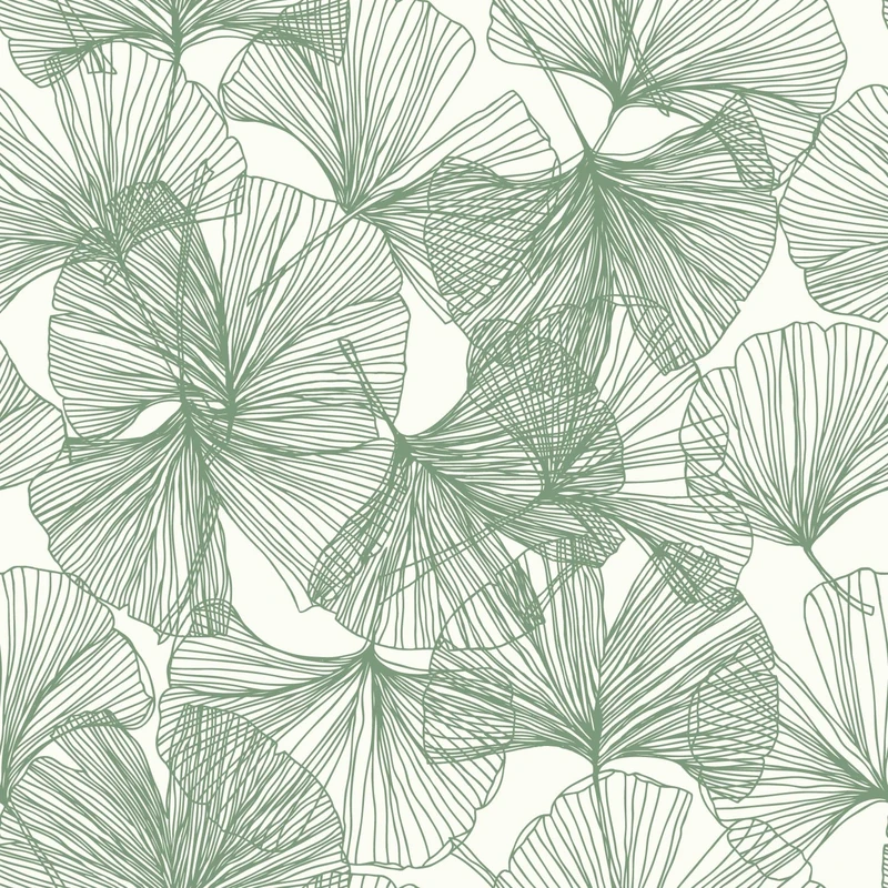 RoomMates RMK11603WP Green Gingko Leaves Peel and Stick Wallpaper