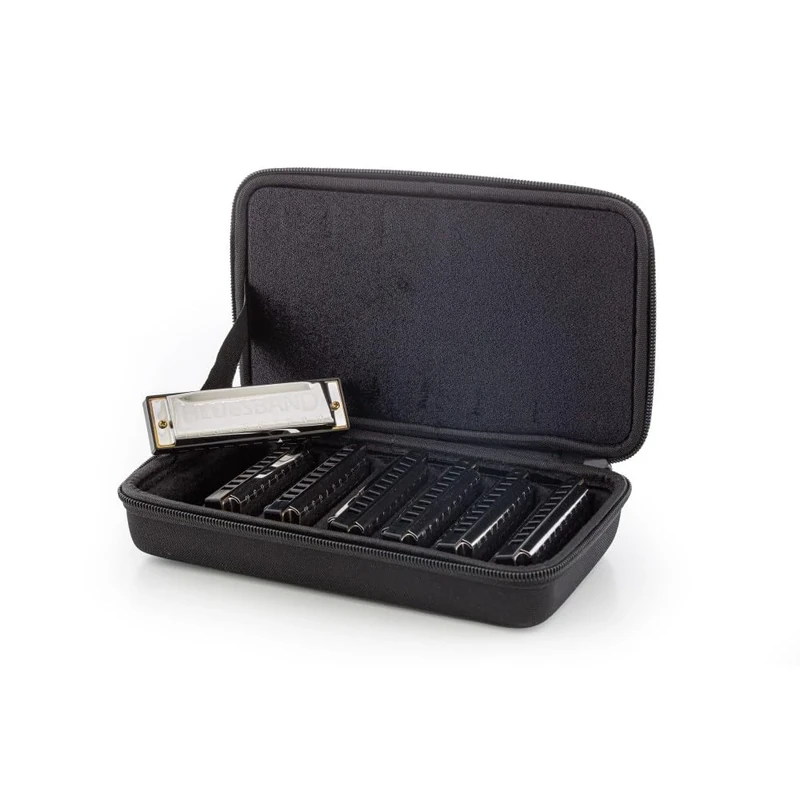 Hohner Harmonicas Pack - 7 Diatonic Initiation C-D-E-F-G-A-Bb, Black, Stainless Steel