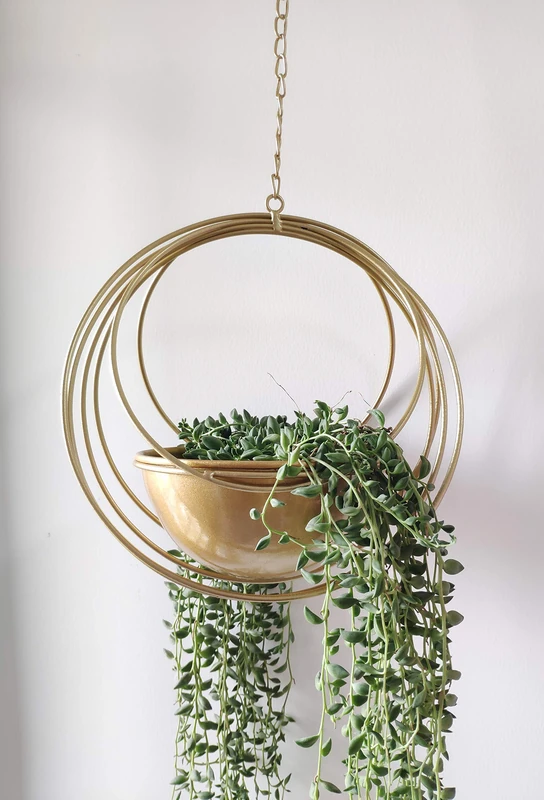YISSEN Gold Metal Geometric Plant Hanger - Boho Hanging Planter