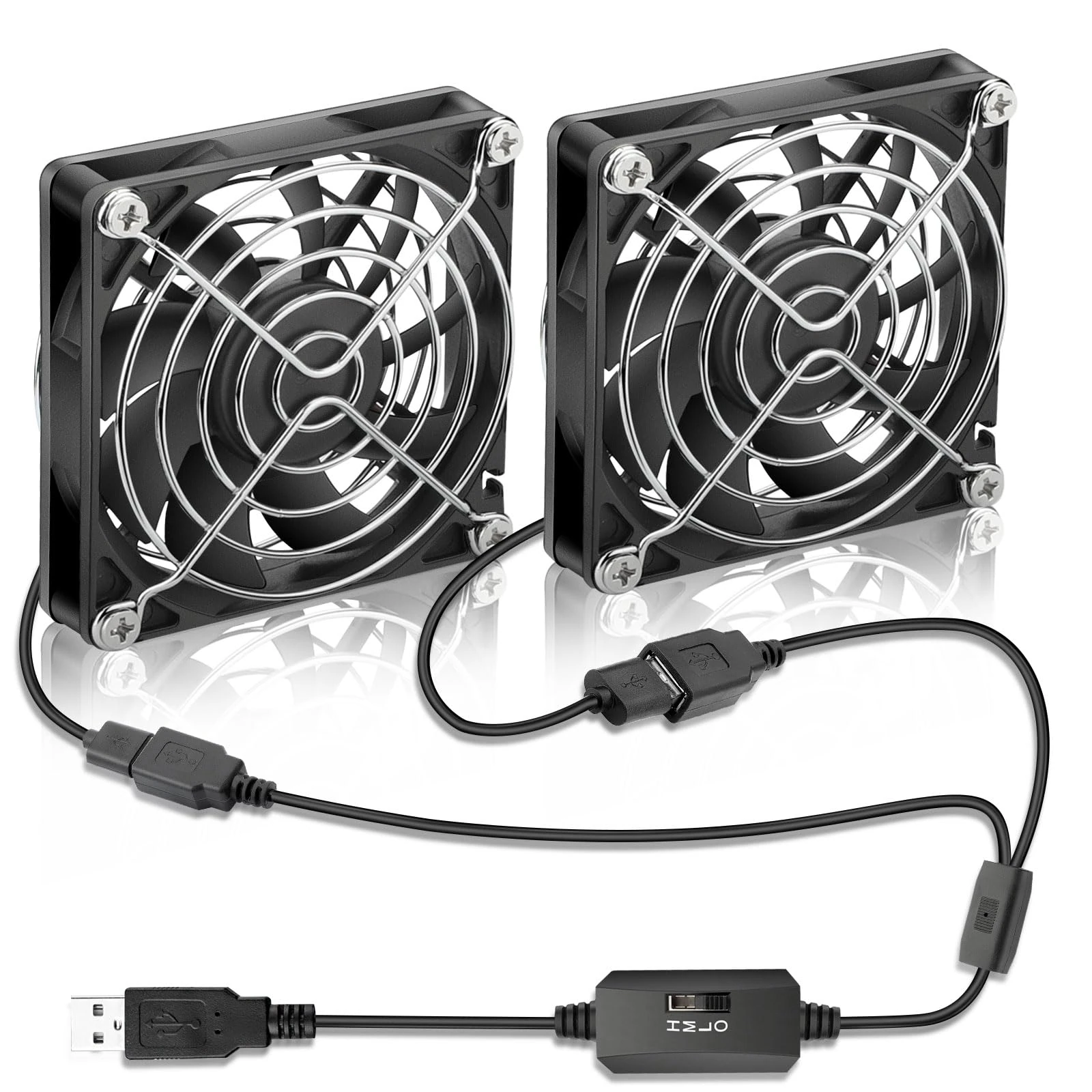 GDSTIME 80mm USB Fan 5V 80 x 15mm Computer Fan 8CM PC Case Fans 2500 RPM 8015 DC Brushless Cooling For Router TV Box Projector Game Console