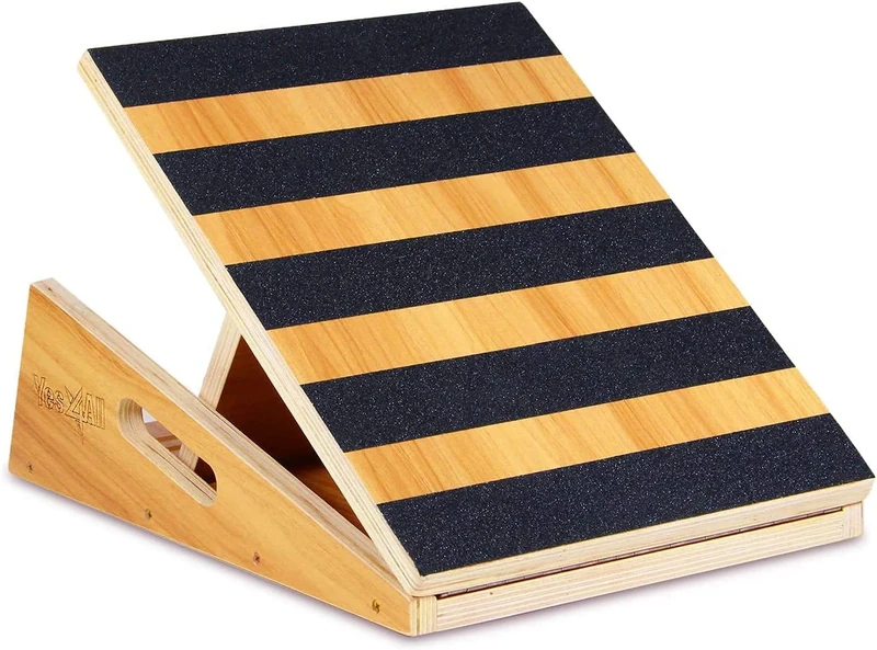 Yes4All BL0J Premium Adjustable Wooden/Steel Slant Board - Incline Board (10, 20, 30, 35 & 40 Degree) - Calf Stretcher, (Slant Board 5 Angles - Partial Coverage Design)