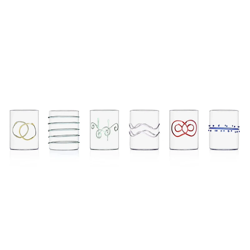 Ichendorf Milano 09352.007Ar Set of 6 Water Glasses in Glass, 30 cl, Assorted Deco Collection Arlecchino