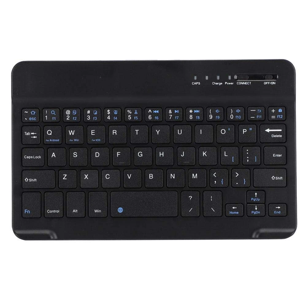 ASHATA 7-8 inch Slim Light Aluminum Alloy Mini Keyboard Wireless Bluetooth Keyboard for Android IOS Black