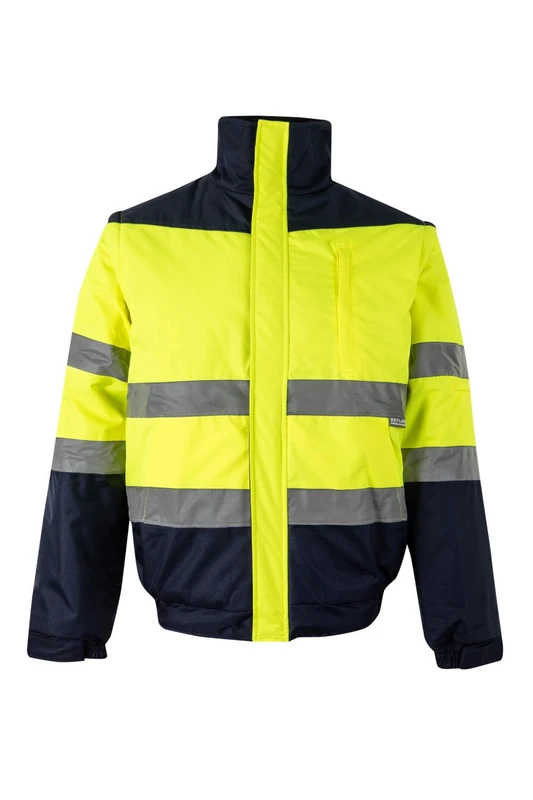 Velilla 161; Two-color Padded Jacket; Navy Blue and Fluor Yellow; Size 3XL