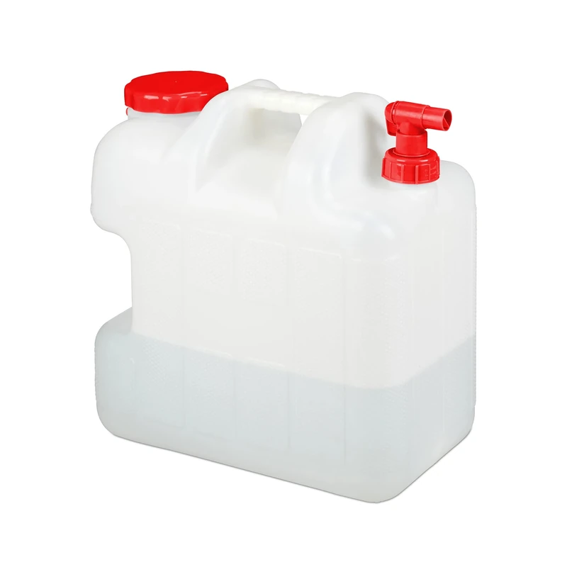 Relaxdays, White-Red Water Canister with Faucet, Wide Neck Screw Cap, Camping Jerrycan, 25L, BPA