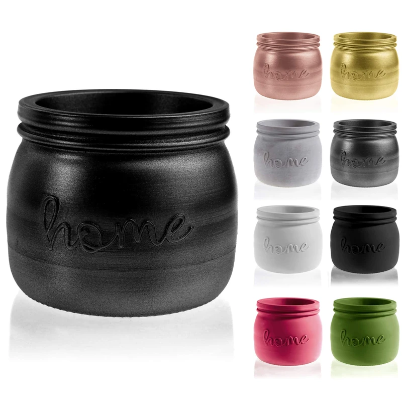 CONCRETTE Flower Pot, Black Metallic, 16x16x17 cm - Image 1