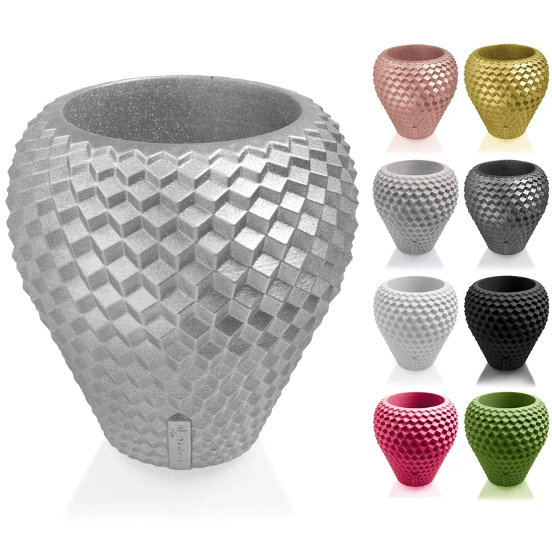 CONCRETTE Flower Pot, Silver, 16x16x17 cm