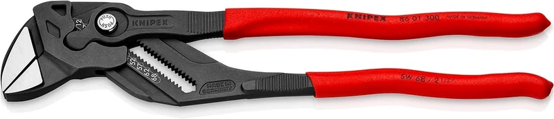 KNIPEX Pliers Wrench Pliers and a Wrench in a Single Tool with Non-Slip Plastic Coating 300 mm, 86 01 300 SB