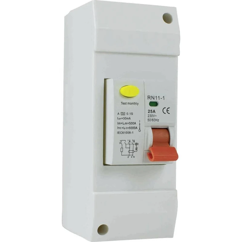 as - Schwabe FI Circuit Breaker - 25 A, 30 mA, 2 Pole, Type A - FI Switch for Caravan, Caravan & Motorhome - Residual Current Circuit Breaker for Self-Assembly - IP44, 61565