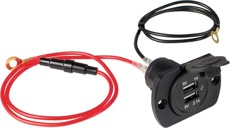 as - Schwabe USB Recessed Socket with 2 x USB Ports, Includes 0.6 m Ground Cable - USB Socket 12 V - USB Ports 1 x 5 V / 1 A and 1 x 5 V / 2.1 A - Socket with Lid for Indoor Use - Black I 61499